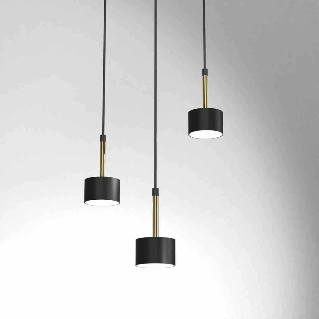 Lampadario a sospensione Milagro Arena 3 luci nero ottone