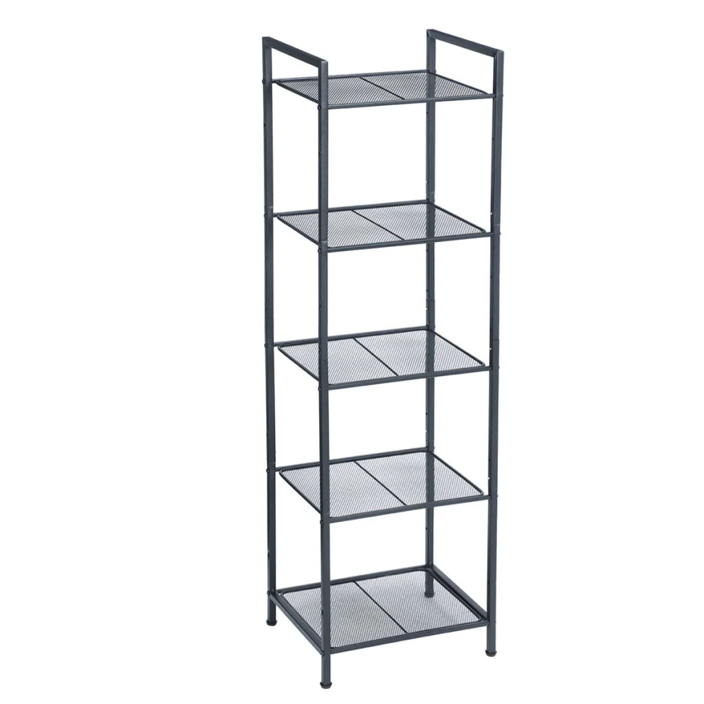 Scaffale in metallo per bagno portaoggetti da cucina 5 ripiani 38 x 30 x 128 cm scaffale indipendente porta piante estensibile griglia regolabile in altezza stile industriale nero 12_0005733