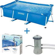 Piscina in Acciaio Intex 300x200x75 cm + Pompaggio 12V - 2271 L/ora + Copertura Tettone