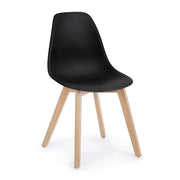 Set di 4 Sedie in Plastica con Gambe in Legno di Faggio Stile Nordico - JASMINE