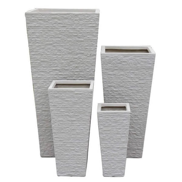 Set di 4 vasi da Giardino in Fibra di argilla cm 42x42x88 - MAXIMILIAN