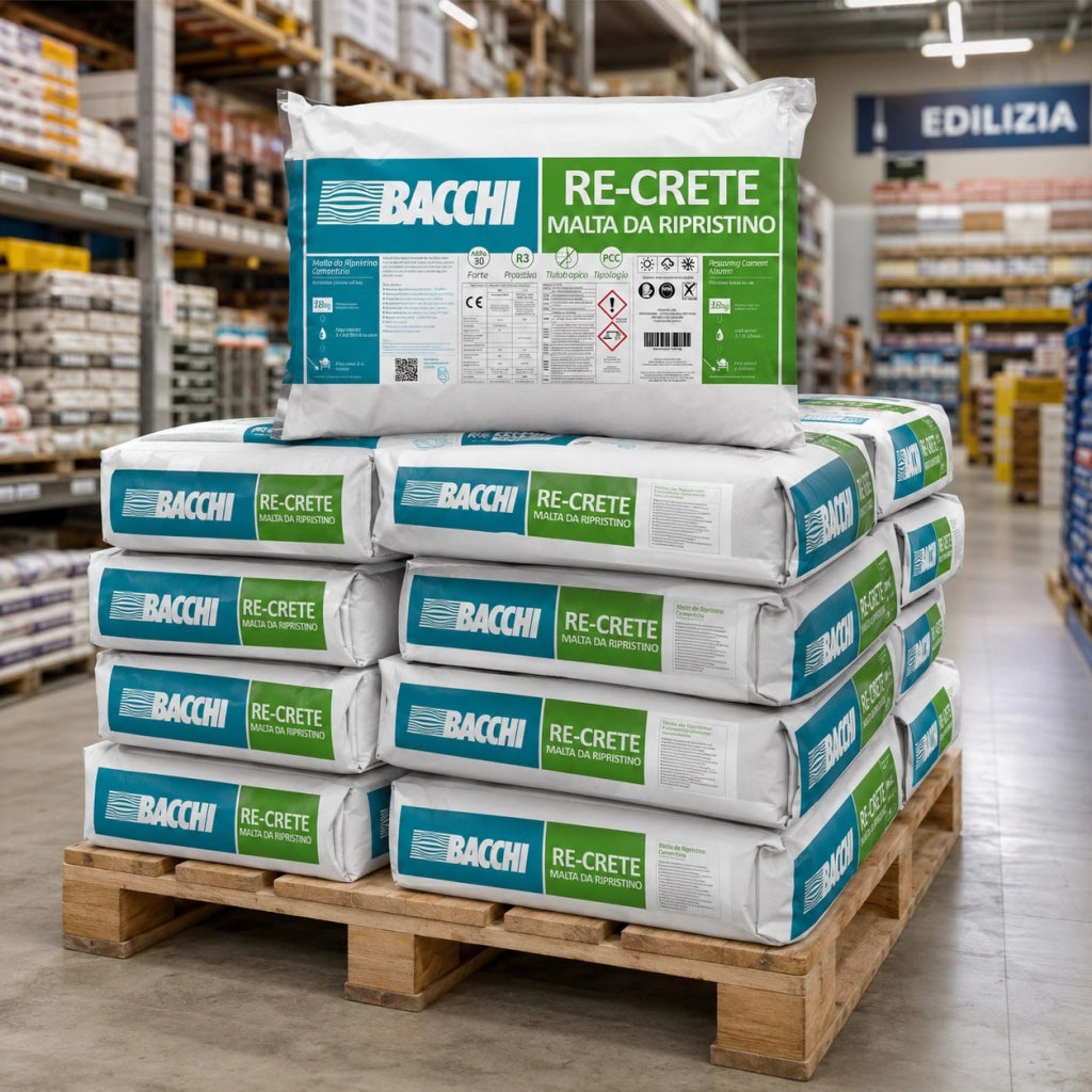 Bacchi re-crete malta cementizia tixotropica fibrorinforzata antiritiro 18 kg