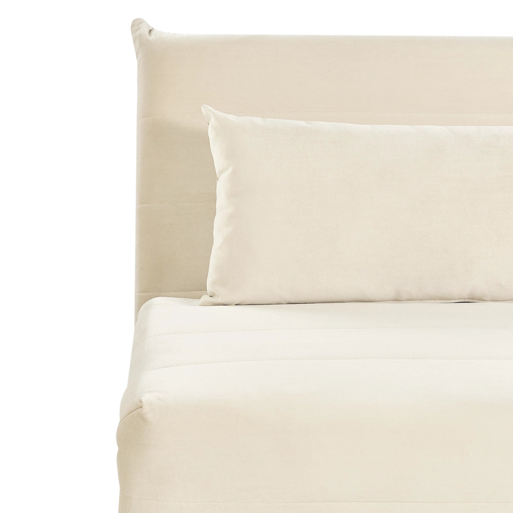 Divano letto piccolo in velluto beige chiaro 1 posto letto pieghevole senza braccioli scandinavo