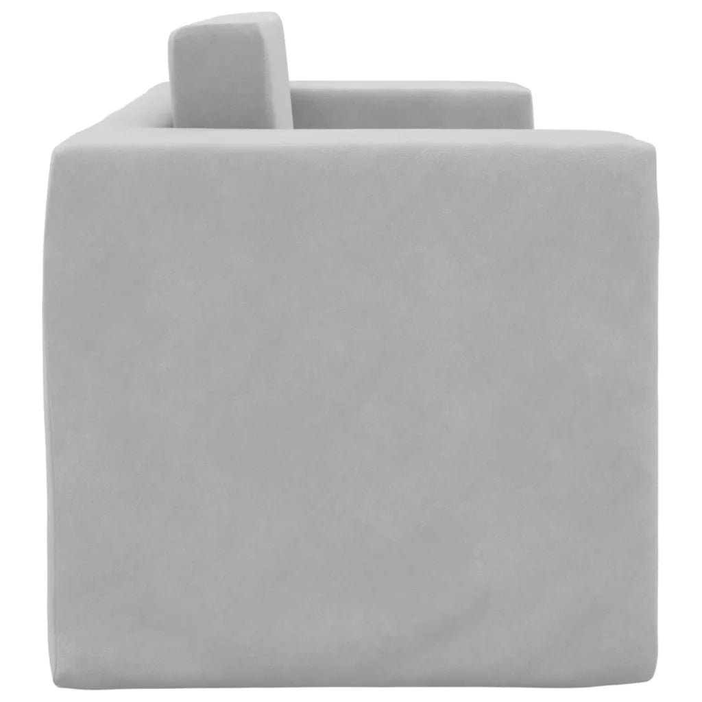 Divano Letto Bambini a 2 Posti-Sofa Letto-Daybed Grigio Chiaro in Morbido Peluche 782952