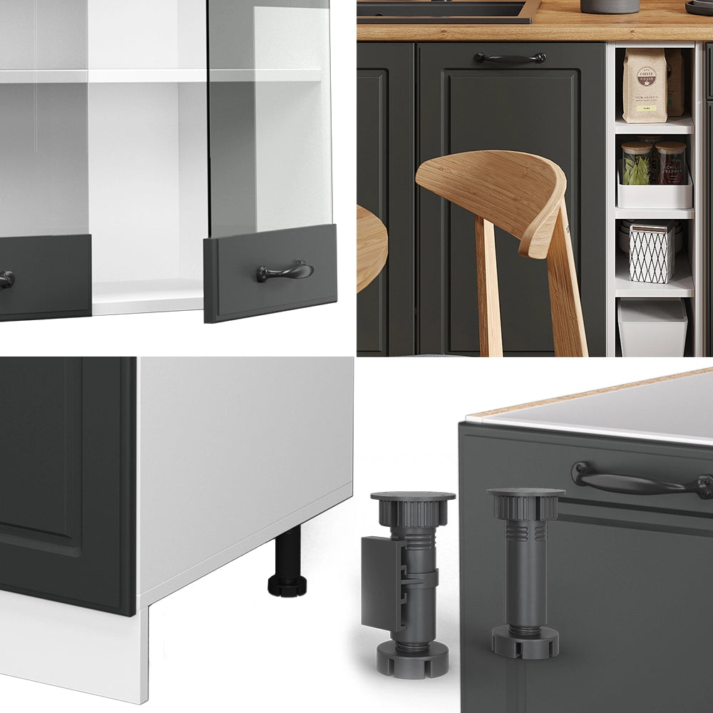 Vicco Cucina completa Antracite casa di campagna/bianco 160 cm , PL Marmo