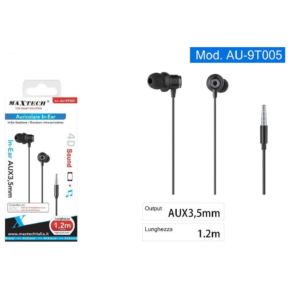 Trade Shop - Cuffie Auricolari In-ear Connettore Aux 3,5mm Filo Da 1,2 Mt Smartphone Au-9t005 -