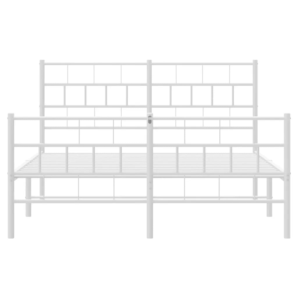 Giroletto con Testiera e Pediera-Struttura Letto Metallo Bianco 120x200 cm 721238