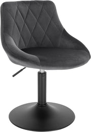 Casa Sedia Alta per Cucina con Schienale in Velluto, senza Poggiapiedi, l'altezza può essere regolata tra 42-58 cm, Grigio Scuro, BH242dgr-1
