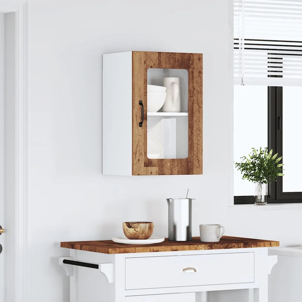 Pensile da Cucina con Porta in Vetro Lucca Legno Antico