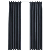 Tende Oscuranti | Tende Blackout con Ganci 2 pz Antracite 140x245 cm