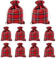Borse di Regalo 10 pz - Tartan Scozzese - Corda per Camminare - Natale - Confezione di Regali - Carta - Borse di Regalo