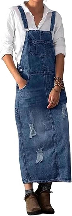 Gonna in Denim con Cinture Regolabili