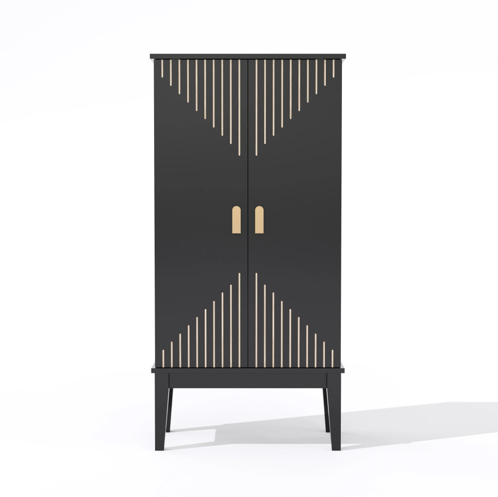 Armadio contenitore 120x59x30 cm con 5 ripiani e 2 ante; in MDF; nero