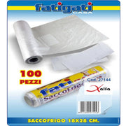 Trade Shop - Set 100 Pezzi Sacco Frigo E Freezer 18x28cm Sacchetti Gelo In Rotolo -