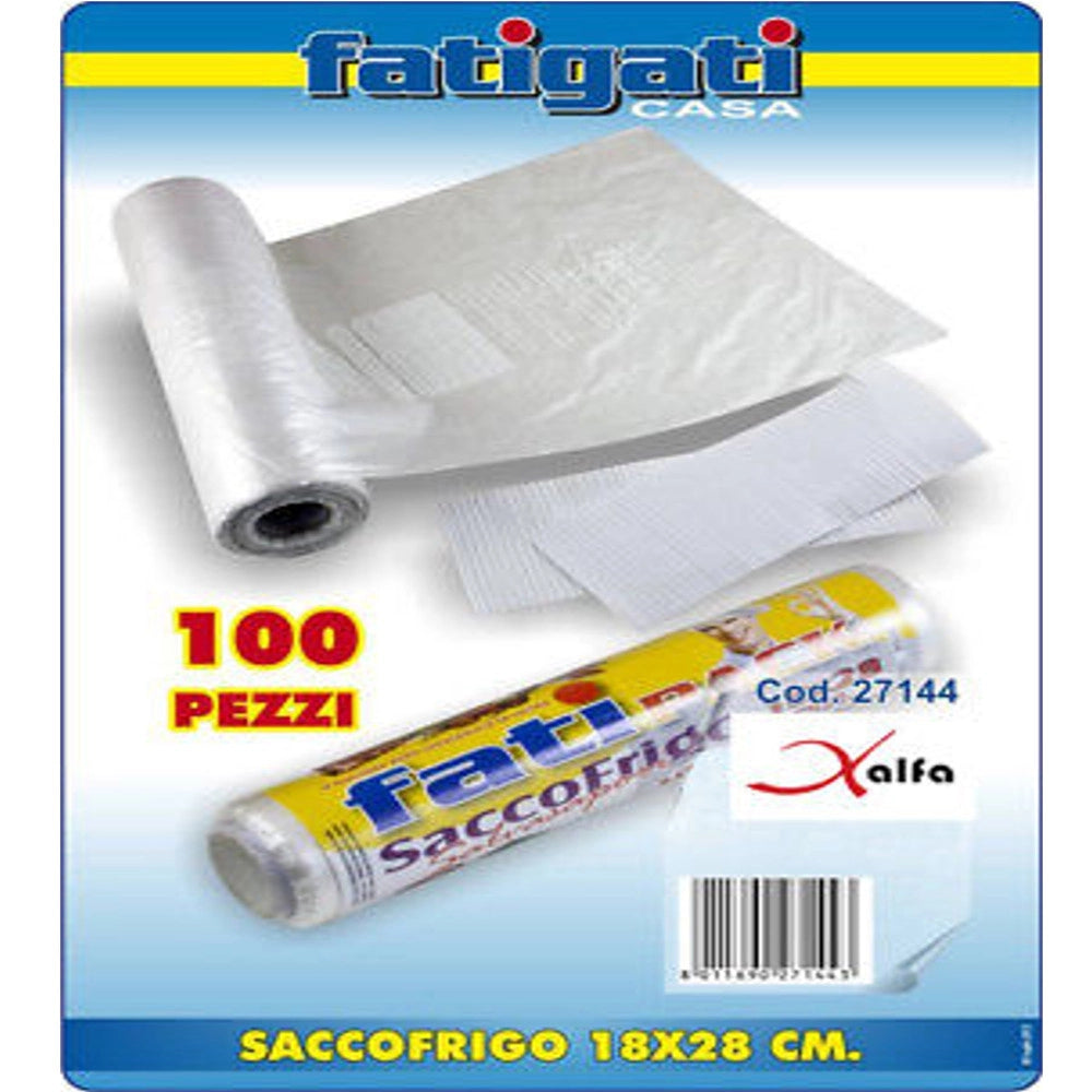 Trade Shop - Set 100 Pezzi Sacco Frigo E Freezer 18x28cm Sacchetti Gelo In Rotolo -