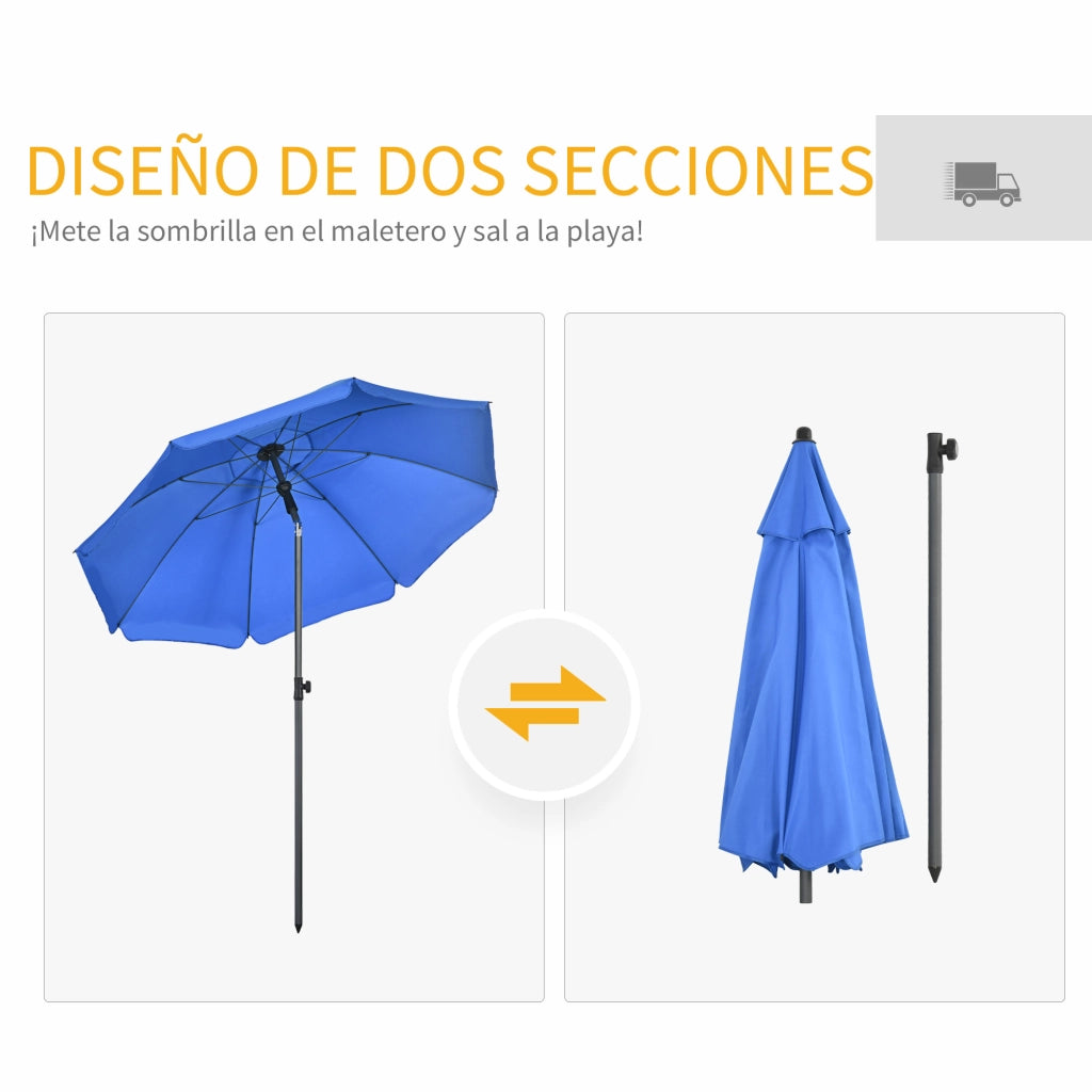 Ombrellone da Giardino ¨C zephmum ¨C Blu 180x209 cm