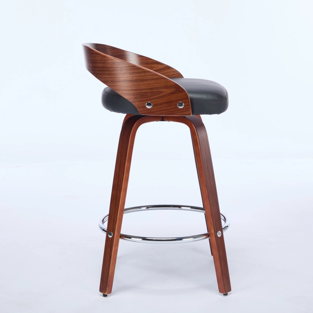 Sgabelli da Bar Set 2 Pezzi Girevoli con Cuscino ¨C MINIMAL ¨C Legno Nero, Seduta 63 cm