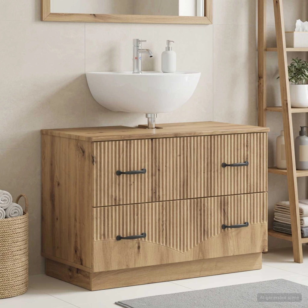 Armadio per Lavabo da Bagno HOORN Rovere Artigianale 897244