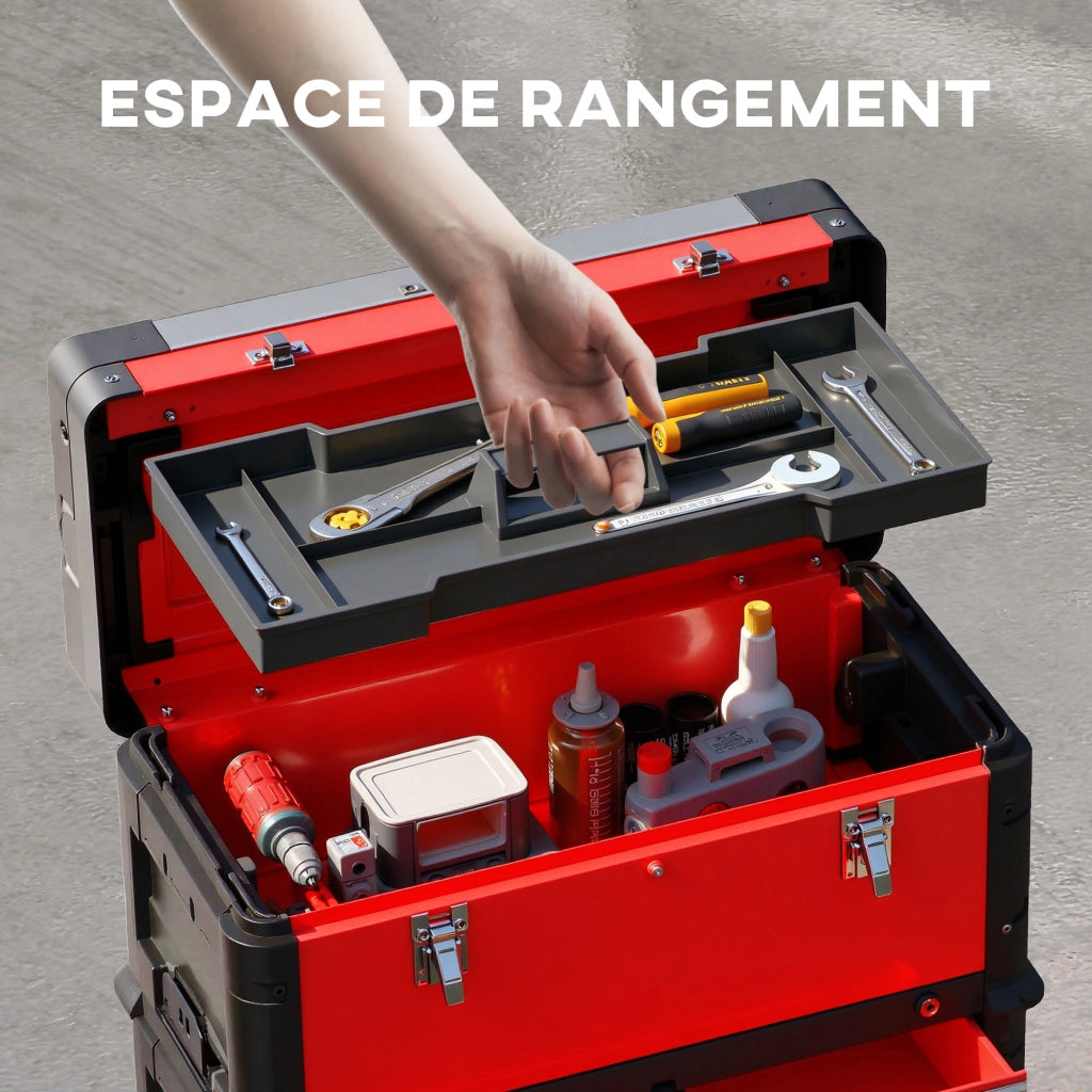 Cassettiera Mobile con Cassetti e Ruote ¨C Zephmum ¨C Rosso Acciaio 60x40x40