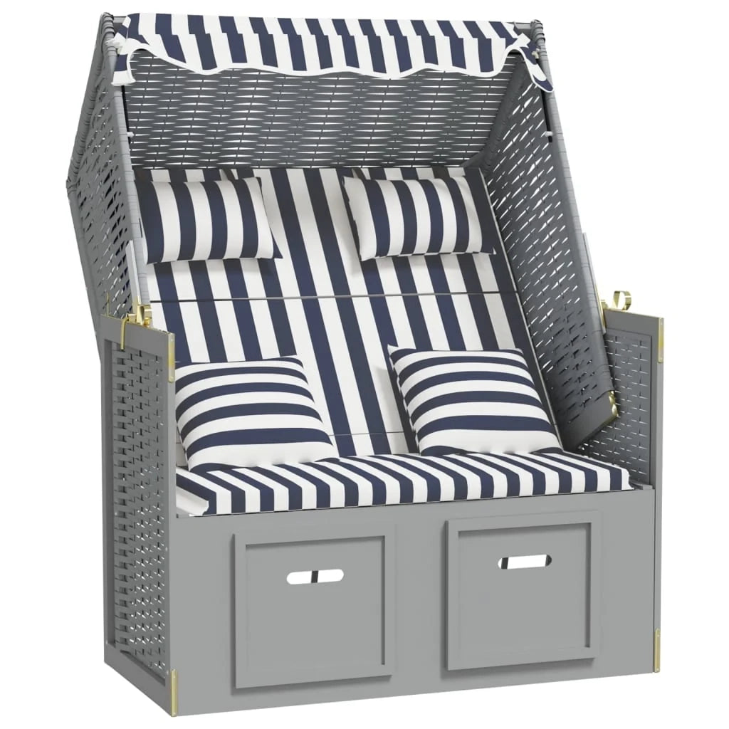 Strandkorb con cuscini in polyrattan legno massello blu bianco 02_0012176