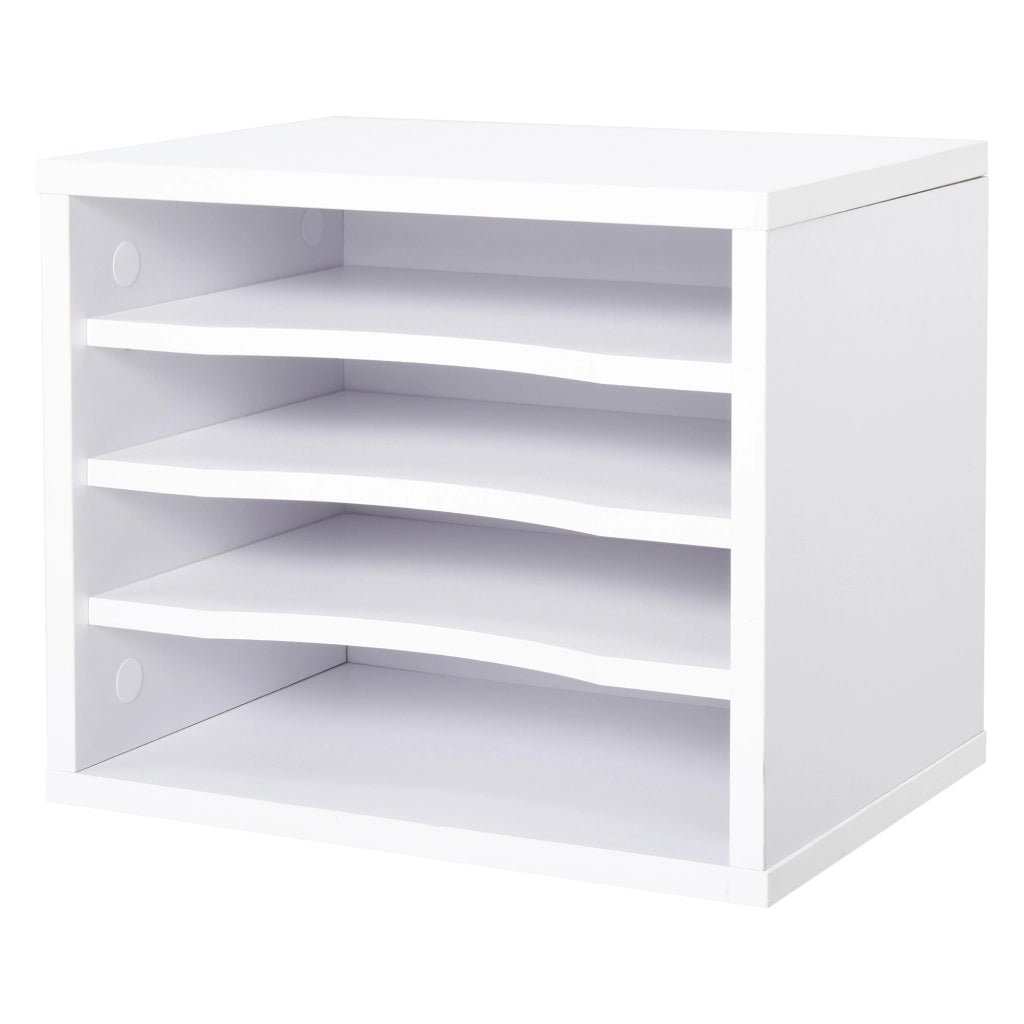 Organizer da scrivania in legno bianco con 4 ripiani porta stampante ¨C Xylo ¨C 35,5x25x28,6 cm