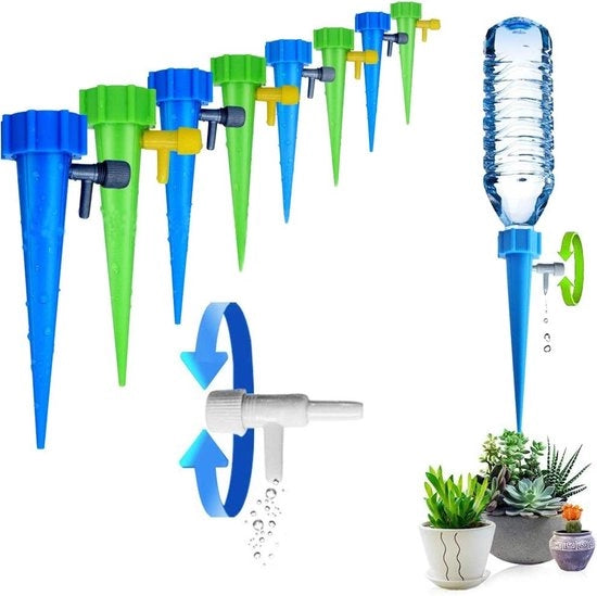 Set di Irrigazione a Goccia - Pianta Automatica per Acqua per Interno e Esterno - Coniche d'Acqua con Regolatore di Regolazione della Sorgente - Ideale per Vacanze e Giardino (Balcone, Terrazza, Piante di Camera)