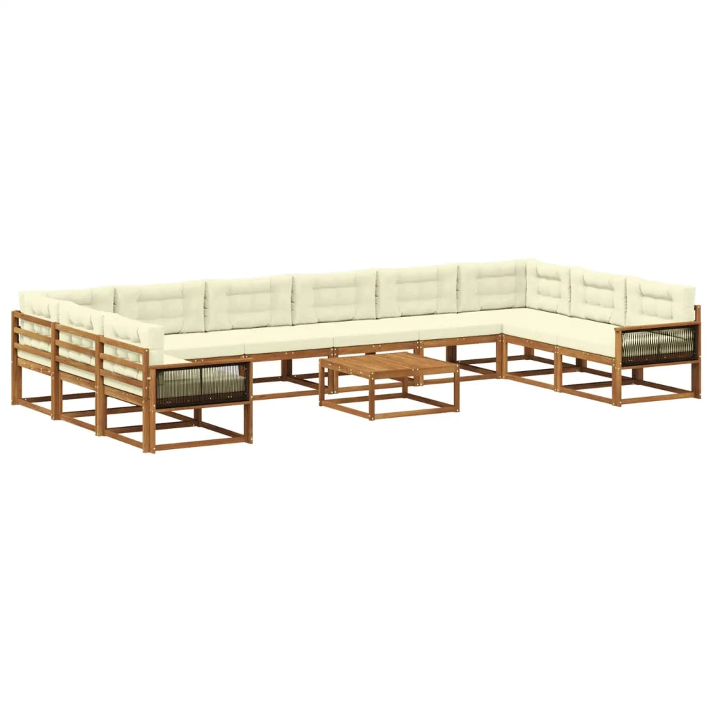 Set di divani da esterno con cuscino 11 pcs Naturale e Crema 3382943