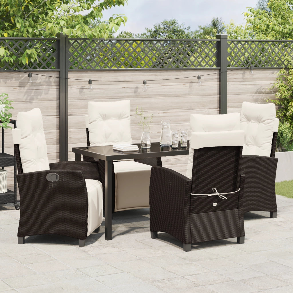 Set da Pranzo da Giardino a 5 Pezzi Marrone Polyrattan