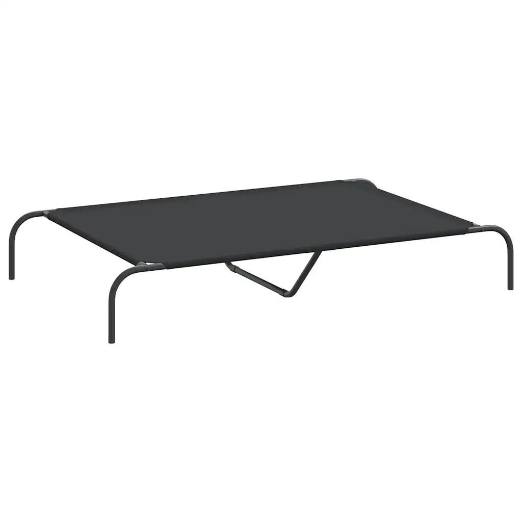 Cuccia per Cani Rialzata Nera 130x80x20cm Tela Oxford e Acciaio 42000840