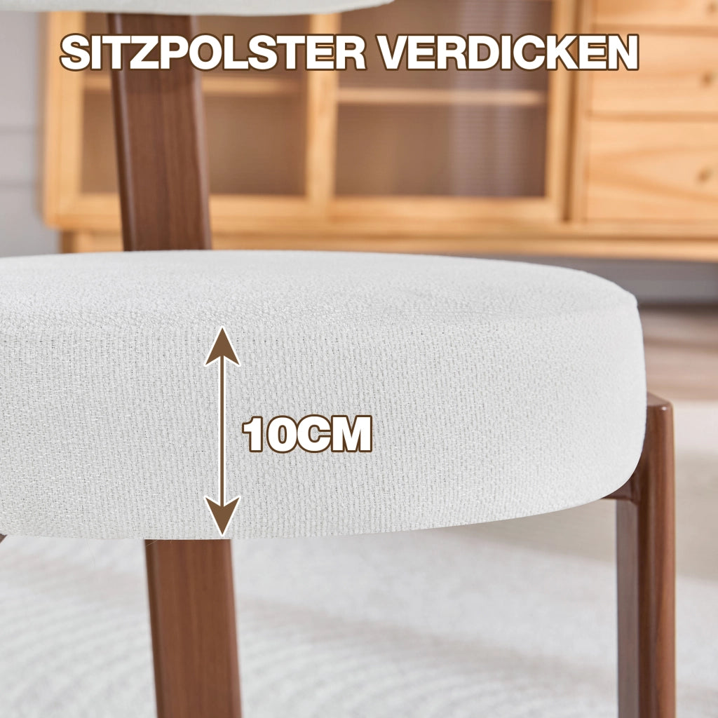 Sedie da Pranzo in Tessuto con Schienale ¨C Xylo ¨C Set 2 Pezzi, Bianco