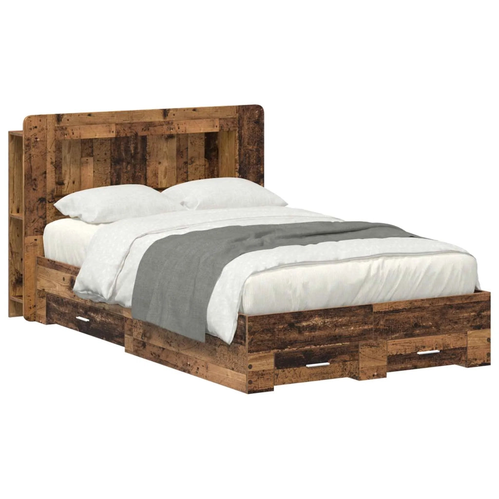 Telaio del letto con storage Legno antico 120 x 190 cm