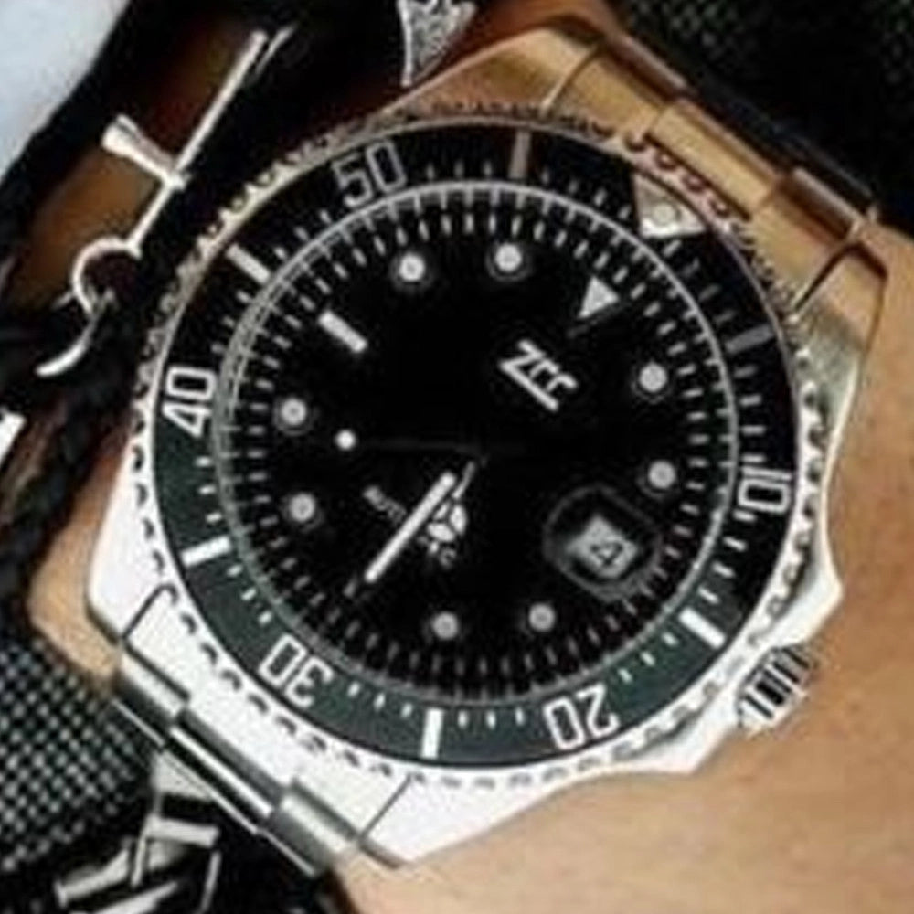 Trade Shop - Orologio Da Polso Uomo Automatico Subacqueo Submariner Acciaio Quadrante Nero -
