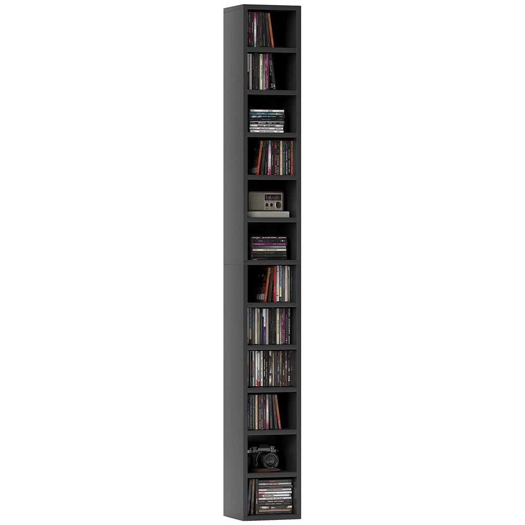 Mobile porta CD DVD ¨C Xylo ¨C 12 scomparti, capacit¨¤ 204 CD, nero 21x20x175 cm