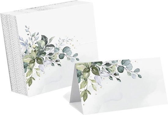 Carte da tavolo - biglietti di auguri festivi - adatti per matrimonio e compleanni - 50 pezzi - bianchi - 100 x 45 mm