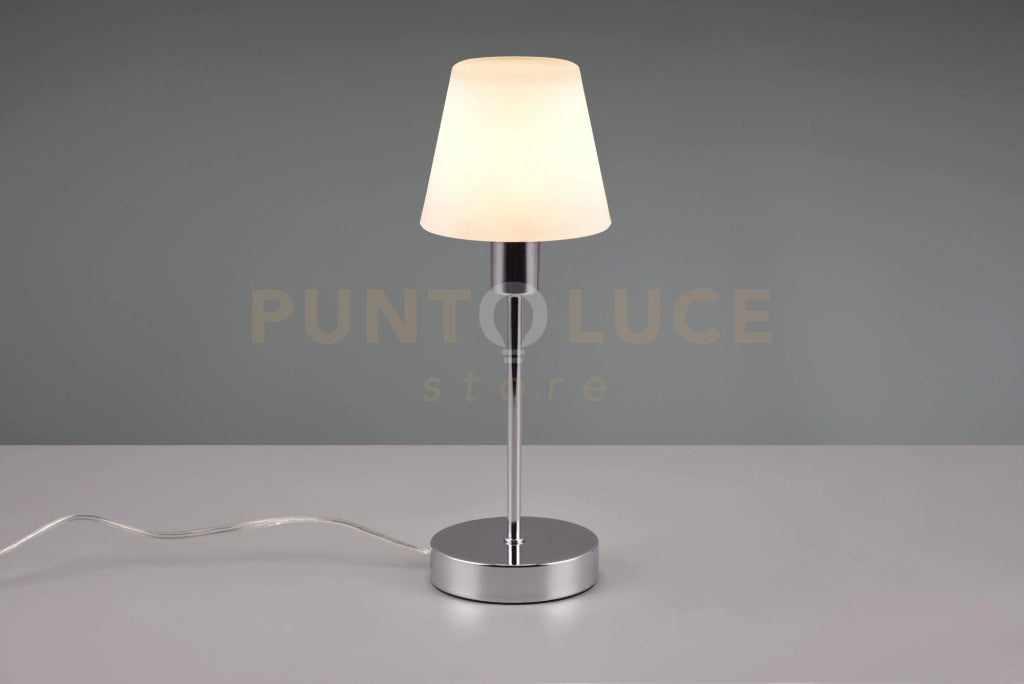LUIS II LAMPADA VETRO BIANCO MONTATURA CROMO H.32CM 1 LUCE ATTACCO E14