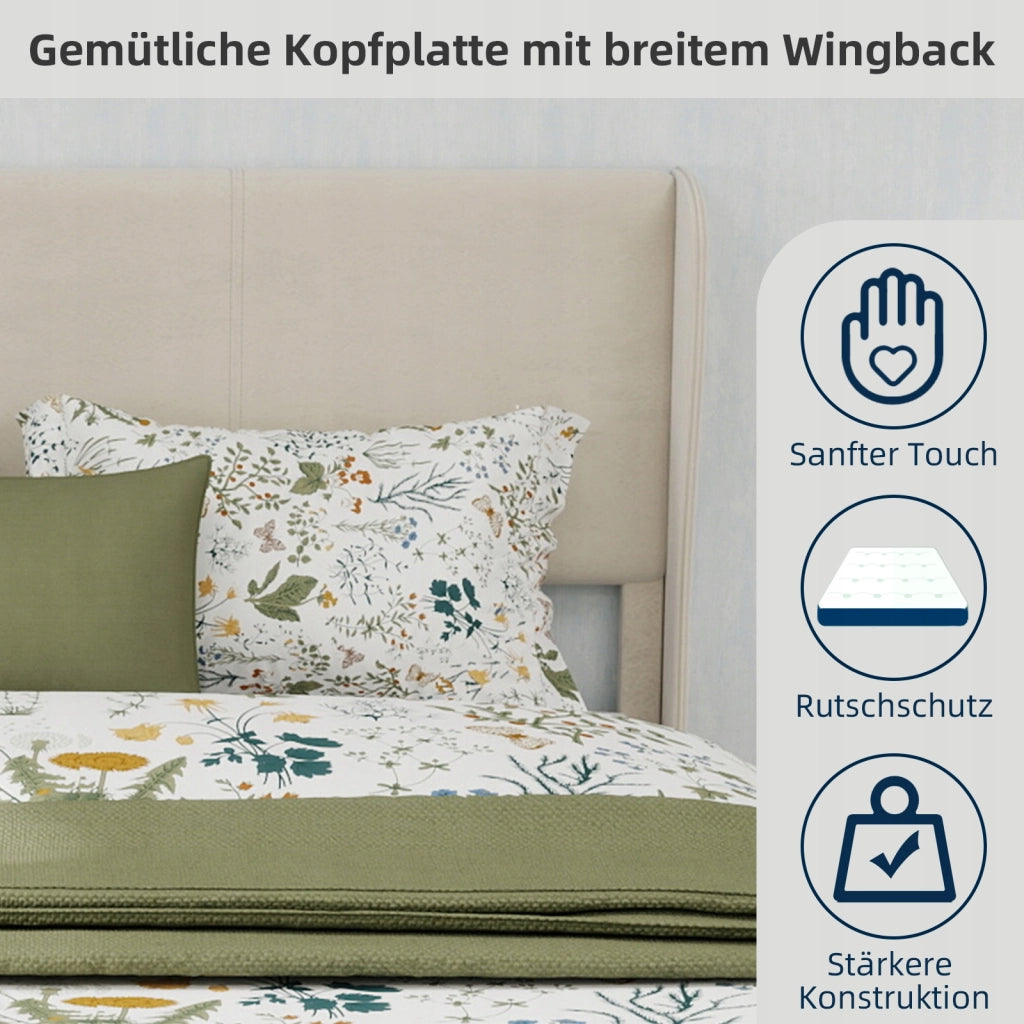 Letto imbottito 140x200 beige - Xylo - Minimalista