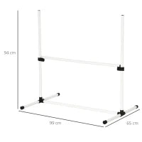 Set di 4 Ostacoli Agility Dog per Addestramento Cani con Sacca di Trasporto, Altezza delle Barre Orizzontali Regolabili, 99x65x94cm