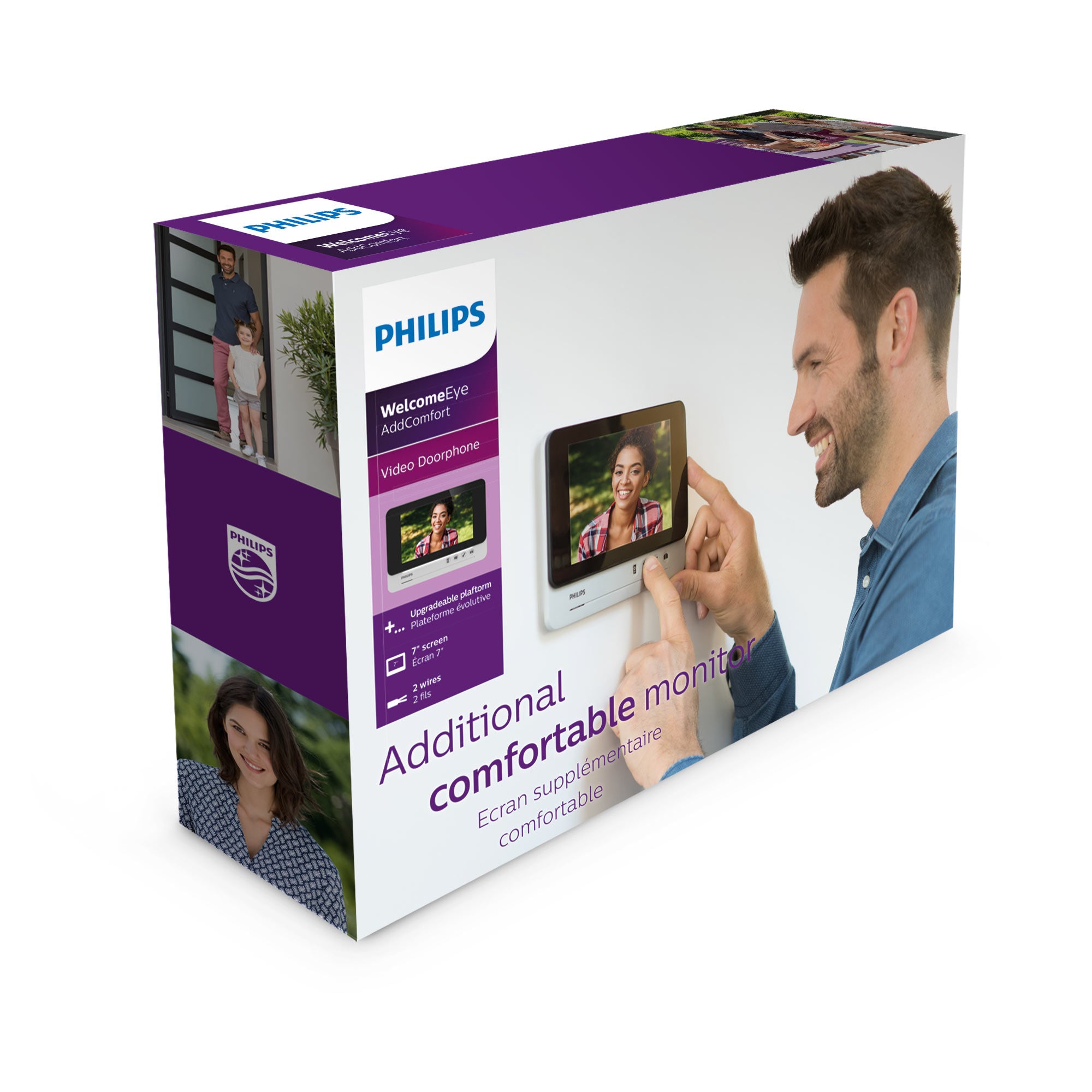 Monitor Supplementare Philips AddComfort per videocitofono Philips WelcomeEye con tasti a sfioro 7'' visione notturna