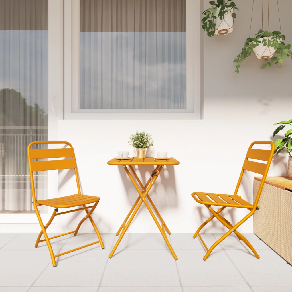 Sedia da Giardino Pieghevole 2 pezzi Giallo Senape 42x52x82 cm Acciaio Verniciato