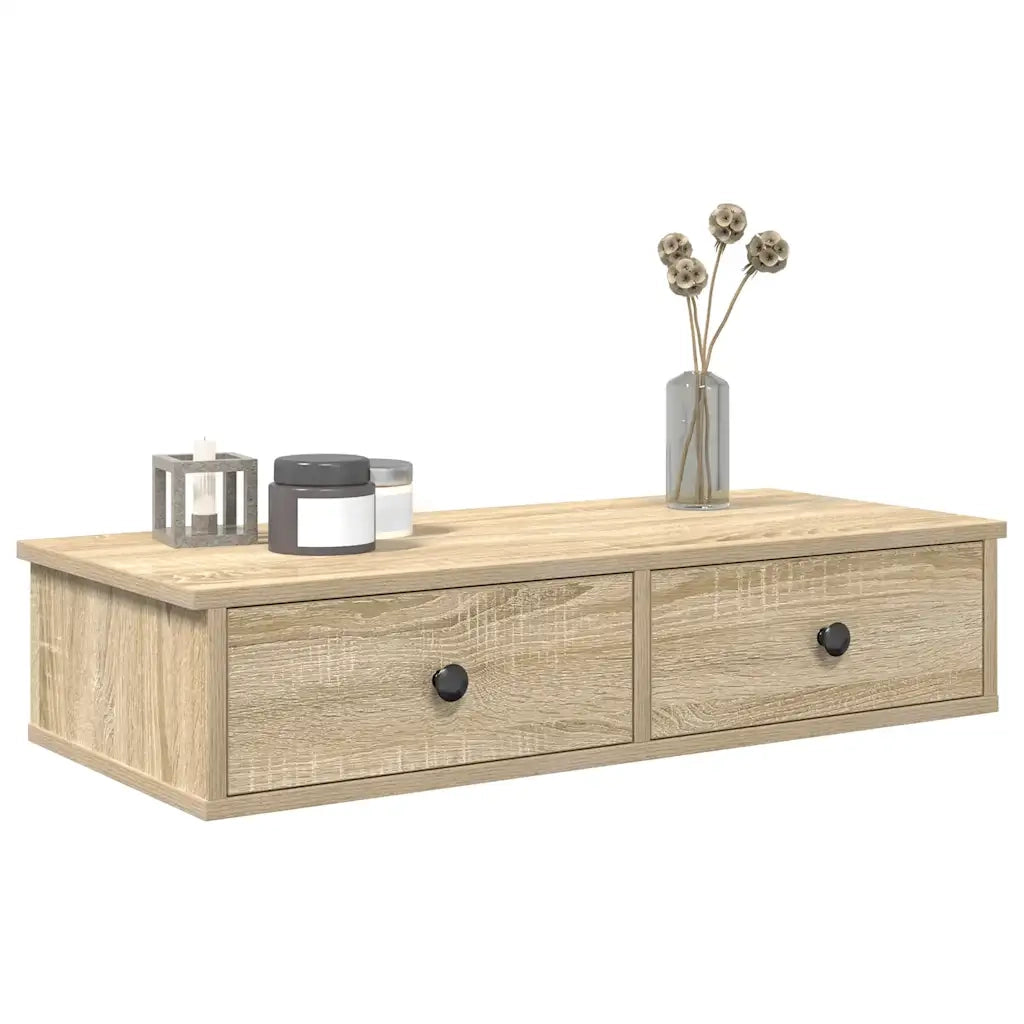 vidaXL Scaffale a Parete con Cassetti Sonoma 80x34x17 cm in Truciolato