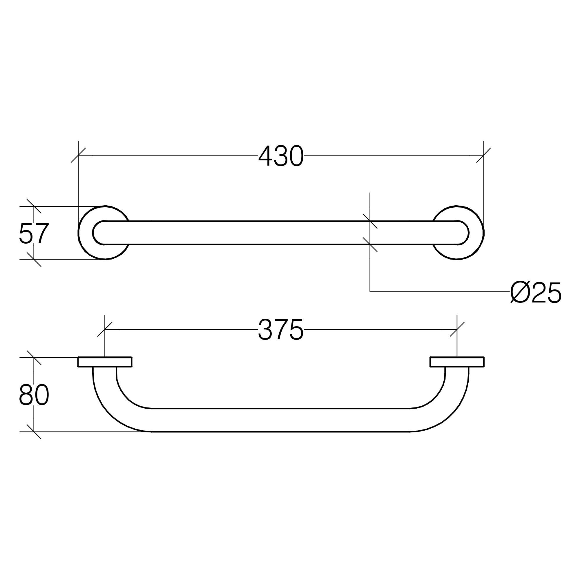 Lineabeta - Maniglione di sicurezza Othello L.43 cm cromo lucido