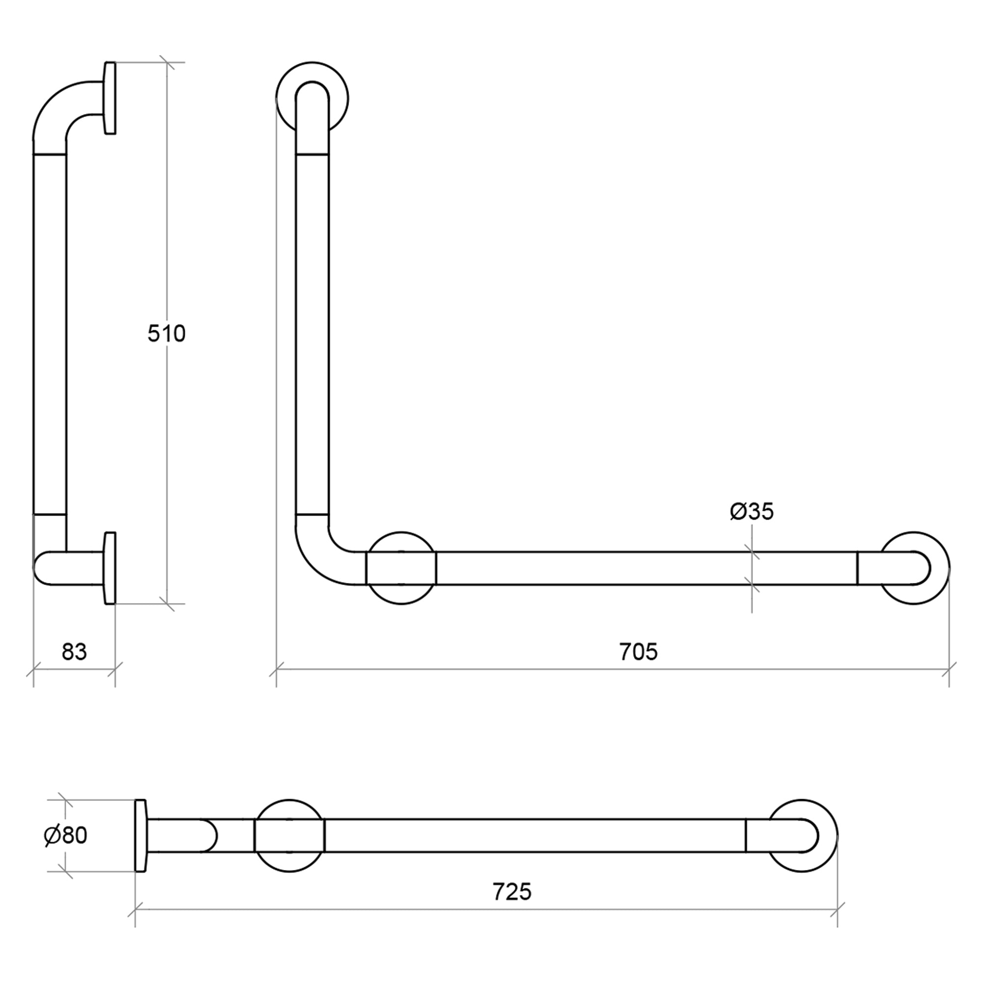 Lineabeta - Maniglione di sicurezza ad angolo revesibile bianco