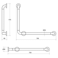 Lineabeta - Maniglione di sicurezza ad angolo revesibile bianco