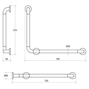 Lineabeta - Maniglione di sicurezza ad angolo revesibile bianco