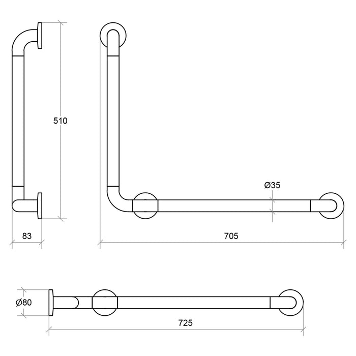 Lineabeta - Maniglione di sicurezza ad angolo revesibile bianco