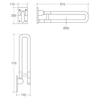 Lineabeta - Maniglione di sicurezza ribaltabile Othello L.61,5 cm bianco