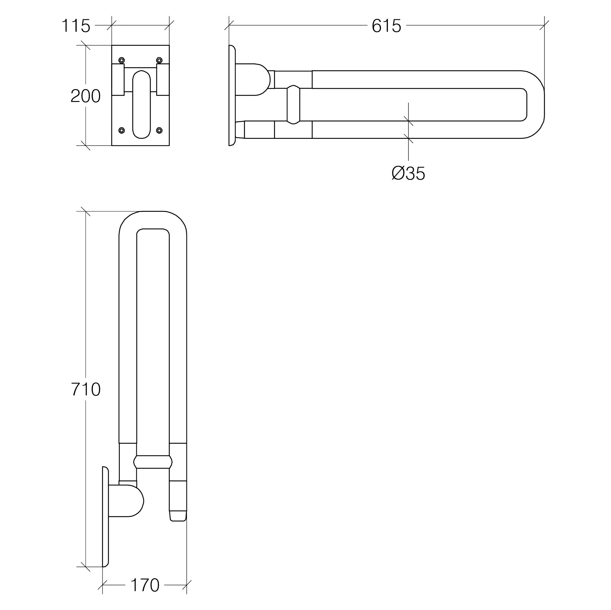 Lineabeta - Maniglione di sicurezza ribaltabile Othello L.61,5 cm bianco