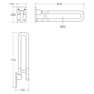Lineabeta - Maniglione di sicurezza ribaltabile Othello L.61,5 cm bianco