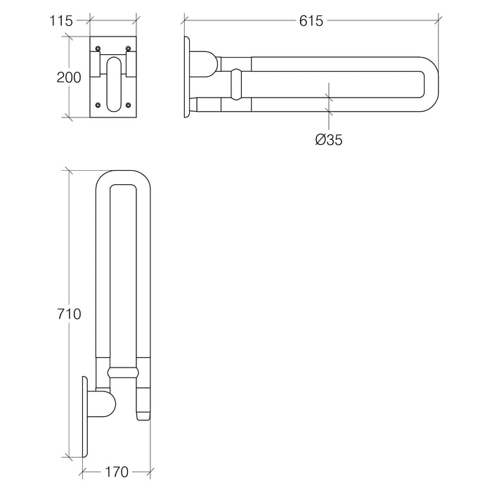 Lineabeta - Maniglione di sicurezza ribaltabile Othello L.61,5 cm bianco