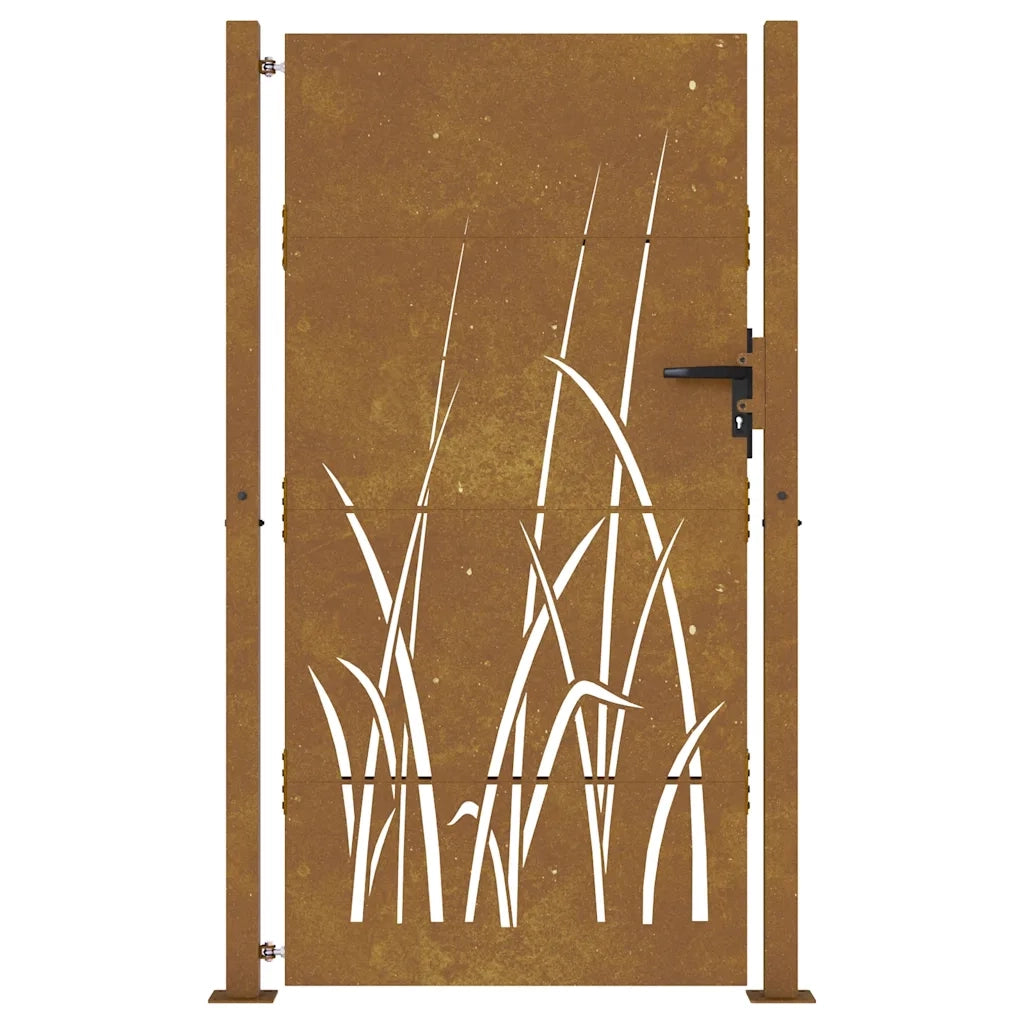 Cancello da giardino 100x175 cm in acciaio Corten con design erba 153230